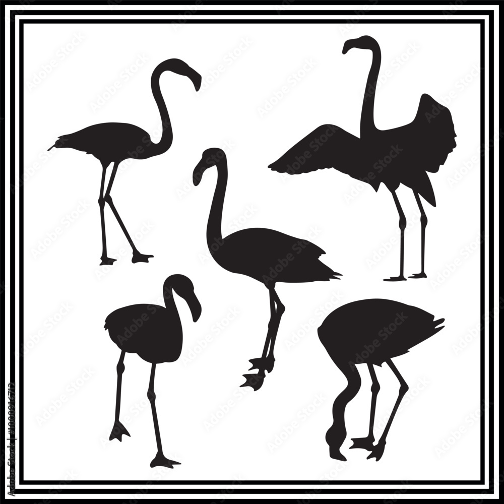 Fototapeta premium Flamingo silhouette illustration set on a white background