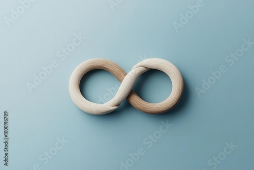 Infinity symbol on a blue background, minimalistic design.