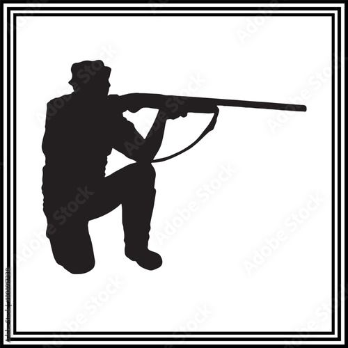 Hunter man aiming silhouette