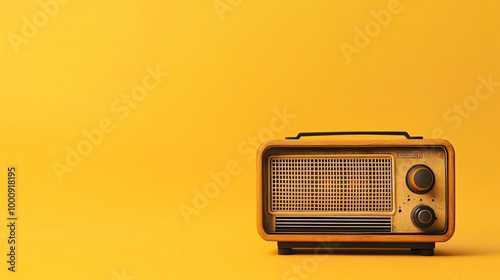 Vintage radio on a yellow background.