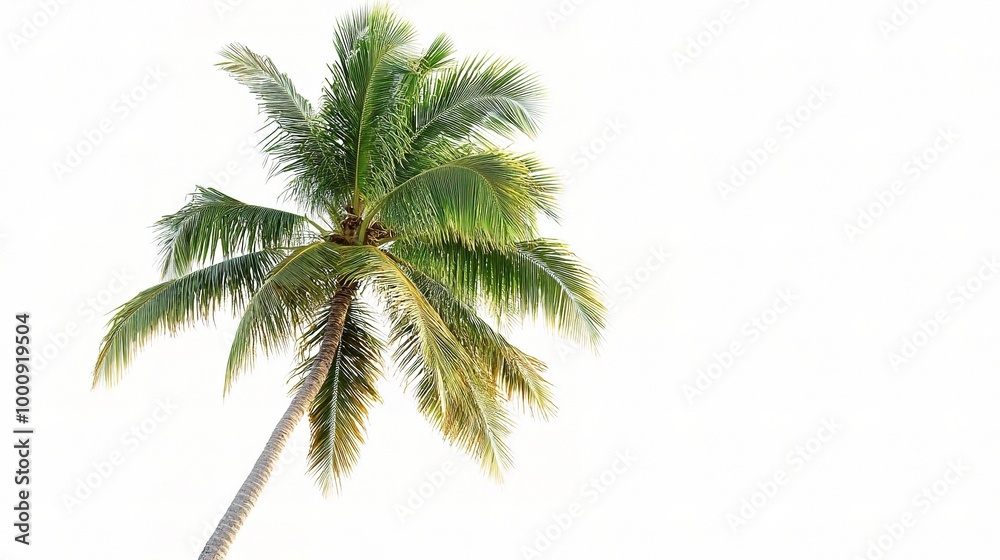 Obraz premium Lush Palm Tree Against Bright Sky Background