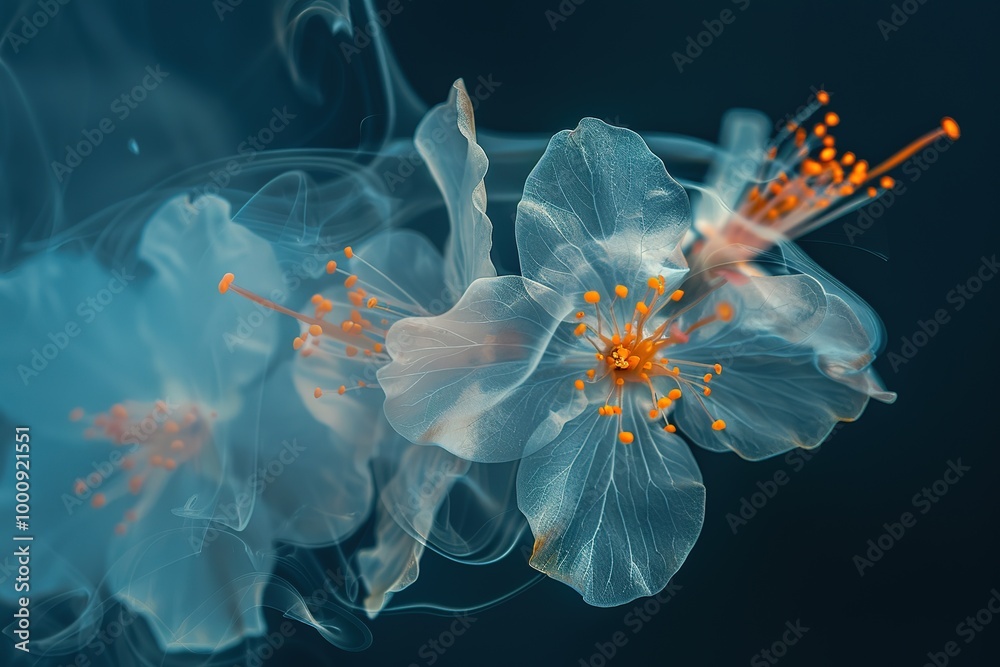 Obraz premium Yellow tulips. Floral background. Flowers in curls of smoke. Close-up. Nature. 