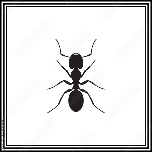 Ant silhouette illustration on white background.