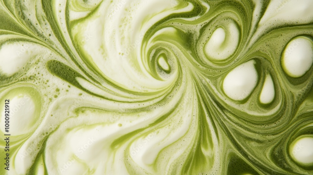 Matcha Green Pattern Abstract Swirling Pattern of Green Matcha Latte Art, Top-Down View ...