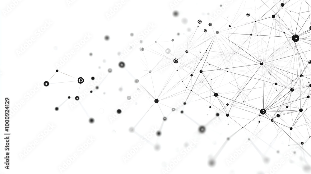 Abstract white background with dots and lines connected by black connections Abstract white background with dots and lines connected by black connections