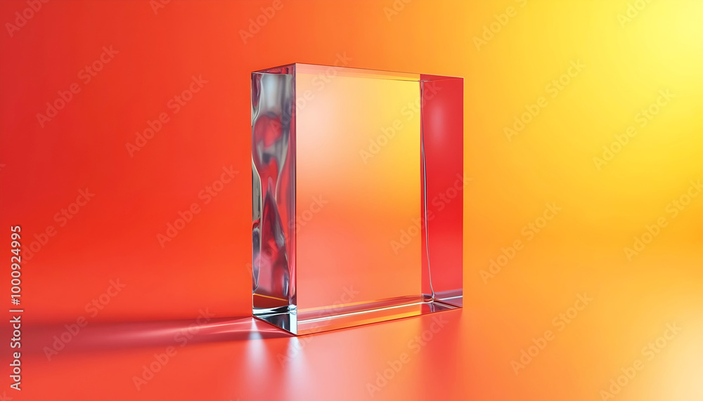 elegant aesthetic design, template with copy space area, colourful glass isolated on clean background, blank advertising display