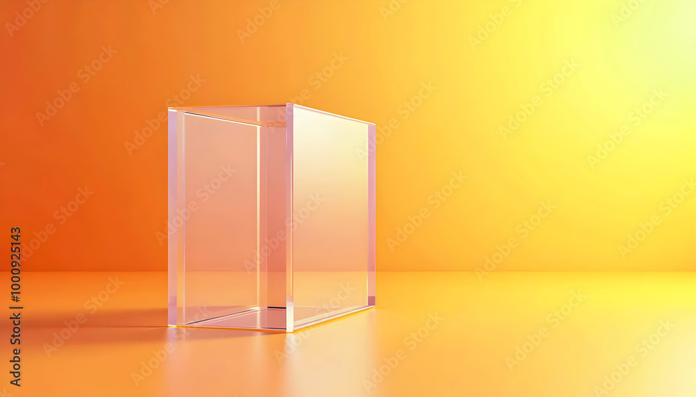 elegant aesthetic design, template with copy space area, colourful glass isolated on clean background, blank advertising display