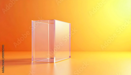 elegant aesthetic design, template with copy space area, colourful glass isolated on clean background, blank advertising display