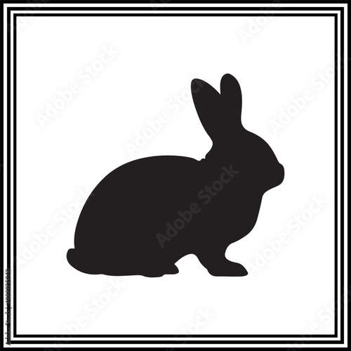 Rabbit silhouette vector, animal illustration.