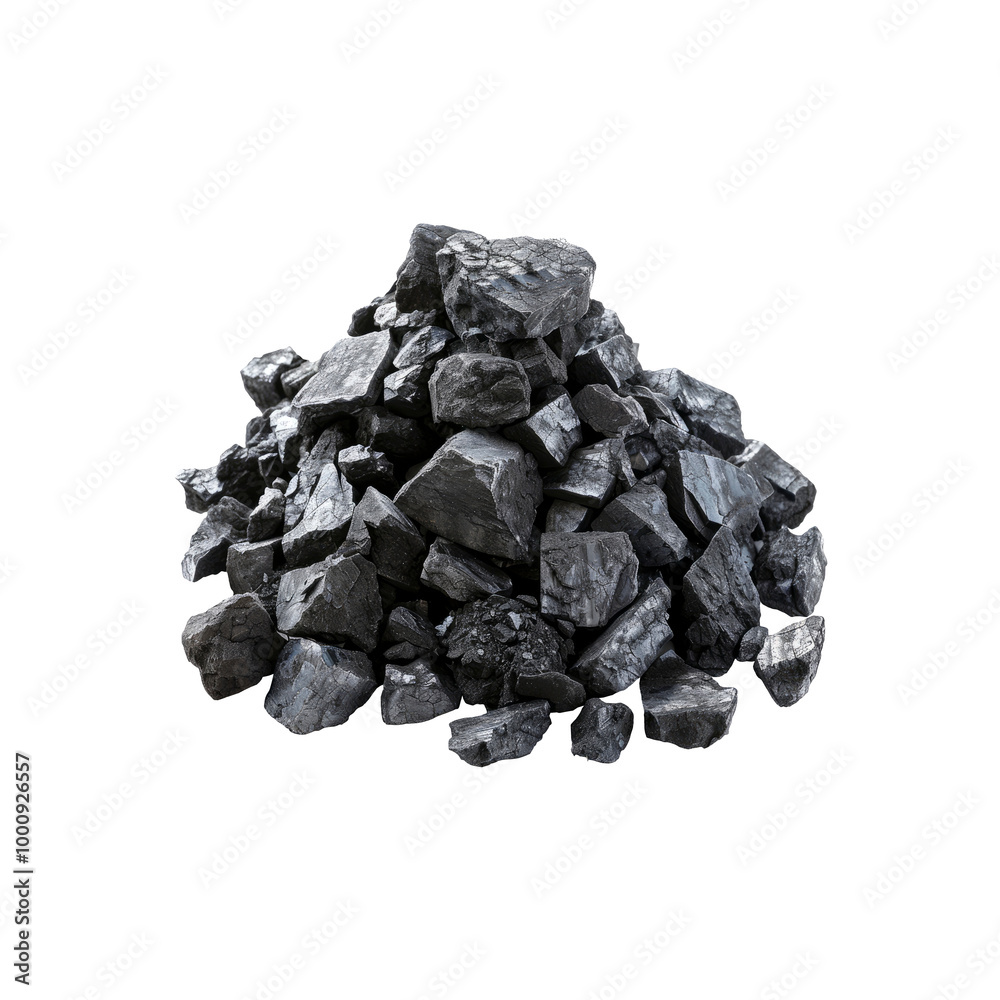 Pile of black coal rocks isolated on transparent background Pile of black coal rocks isolated on transparent background