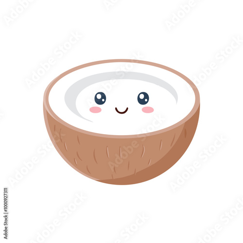 Coconut Cute Cartoon Fruit Fresh Animation Kawaii Healthy Character
