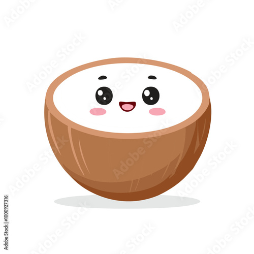 Coconut Cute Cartoon Fruit Fresh Animation Kawaii Healthy Character
