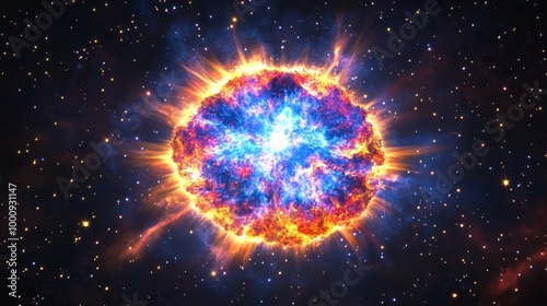 Stellar Explosion Unleashes Cosmic Particles - A supernova, the cataclysmic death of a massive star, ejects high-energy particles into the cosmos.