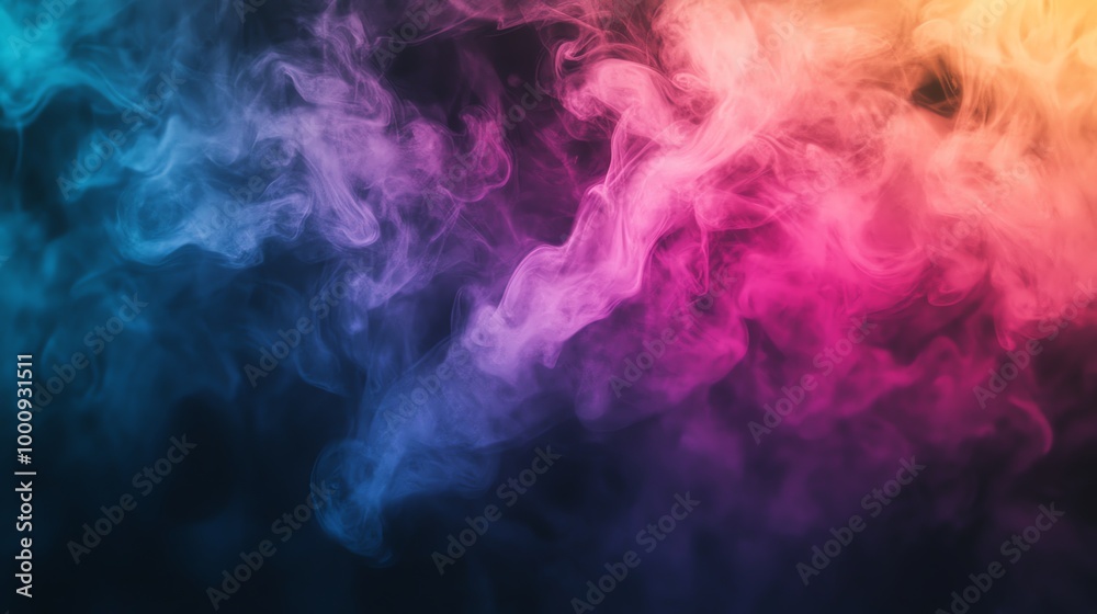 Abstract colorful smoke swirls against a black background. Abstract colorful smoke swirls against a black background.