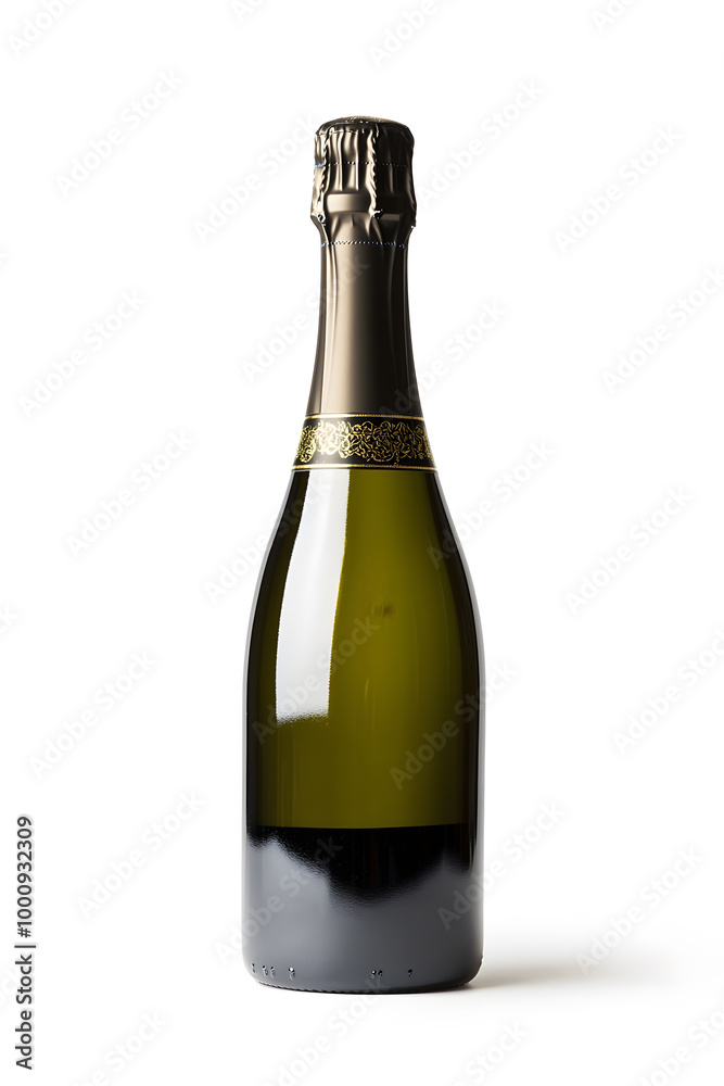 Realistic bottle of champagne mock up isolated over white background Realistic bottle of champagne mock up isolated over white background