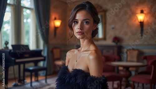 Elegant Woman in a Luxurious Interior.