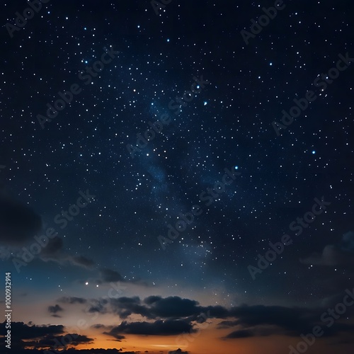 Beautiful picture of the night sky, Silhouette of a tree at night.