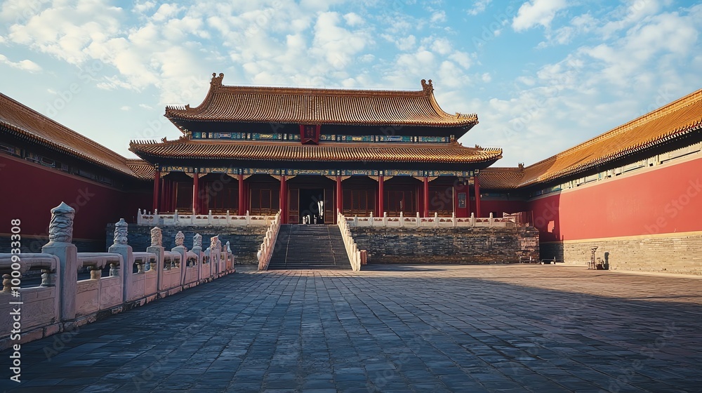 A courtyard in front of a traditional Chinese palace. A courtyard in front of a traditional Chinese palace.