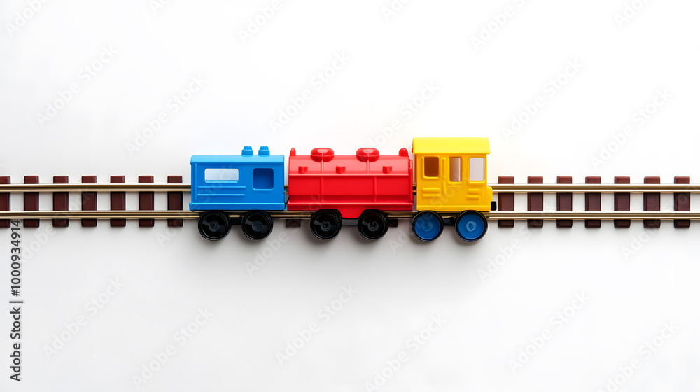 Fototapeta premium 3d cartoon train isolated on white background 
