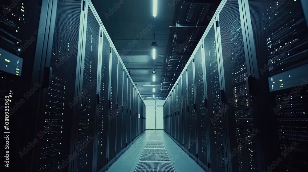 a data storage facility filled with high-tech servers, representing the vast infrastructure needed to store digital information. a data storage facility filled with high-tech servers, representing the vast infrastructure needed to store digital information.