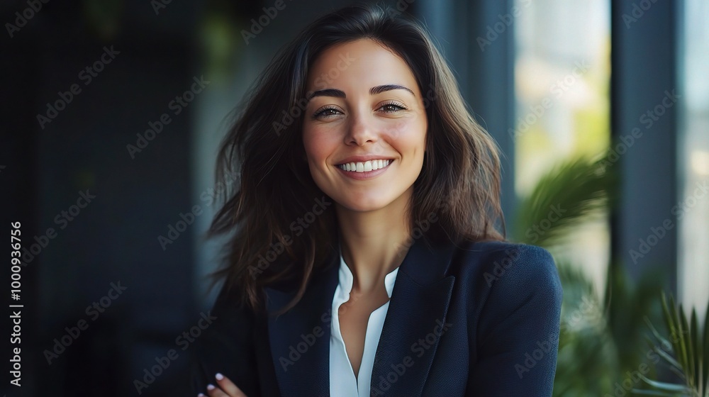 Confident Woman in Professional Setting Smiling