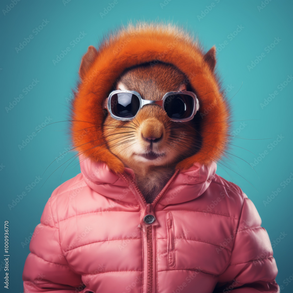 Fototapeta premium Fashionable squirrel with winter coat