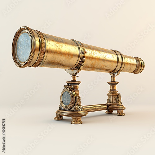 Wallpaper Mural A brass telescope on a stand, evoking the charm of nautical voyages of the past. Torontodigital.ca