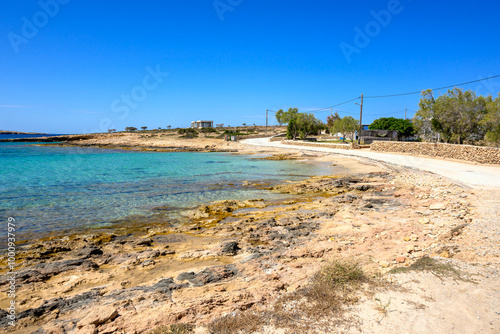 Ano Koufonisi beach with azure sea water. Small Cyclades, Greece photo