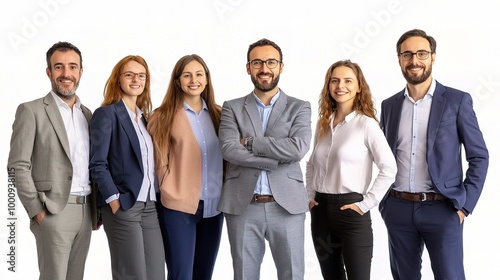 Professional Team Group Portrait on White Background