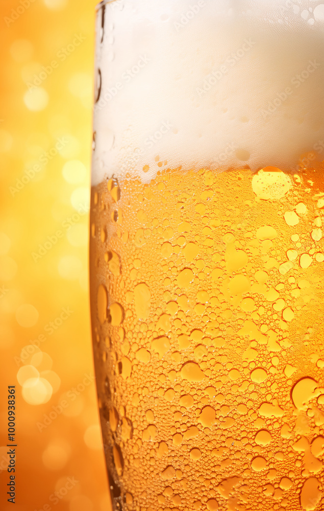 Fresh beer glass with foam and drops Fresh beer glass with foam and drops