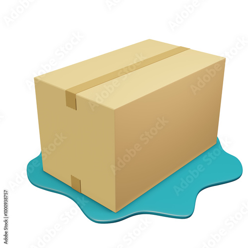 Brown cardboard box on blue plate transparent,png, for delivery idia.