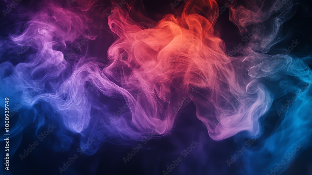 Abstract colorful smoke swirls against a black background. Abstract colorful smoke swirls against a black background.