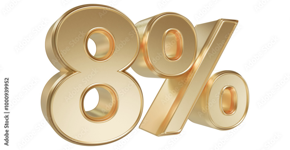 Number 8 Percent Gold Number 3D Number 8 Percent Gold Number 3D