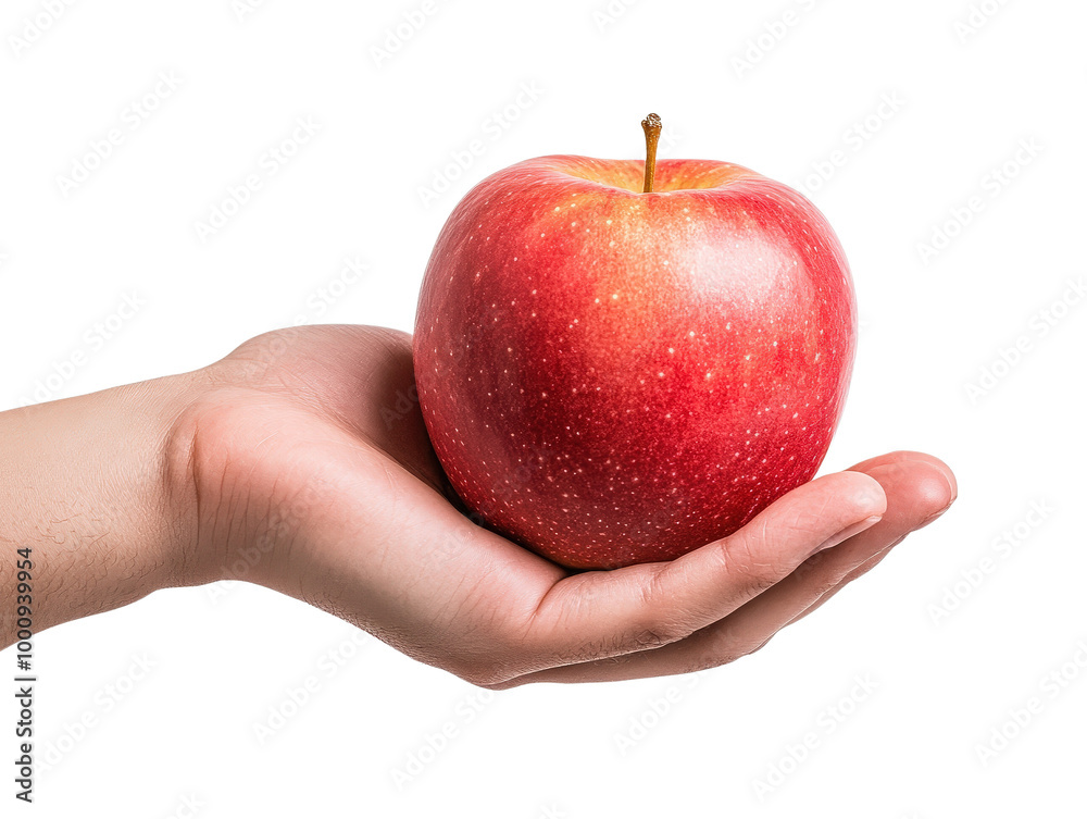 Fresh Red Apple in Hand with Vibrant Colors Fresh Red Apple in Hand with Vibrant Colors
