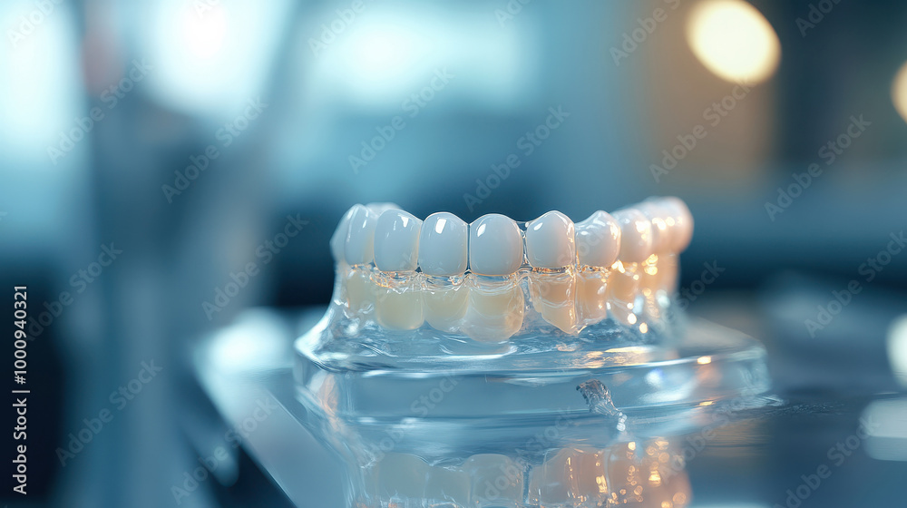 Isolated Implants false teeth dental model with dentures and tools for ...