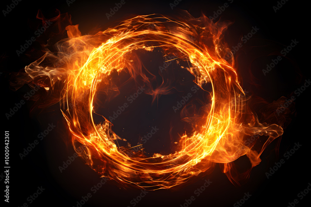 Fire flame circle isolated on black background Fire flame circle isolated on black background