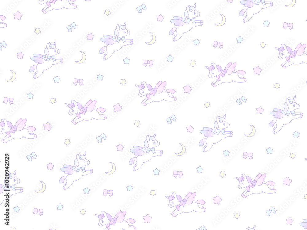 4:3 ファンシー♪リボンユニコーンパターン⭐︎PNG 4:3 ファンシー♪リボンユニコーンパターン⭐︎PNG