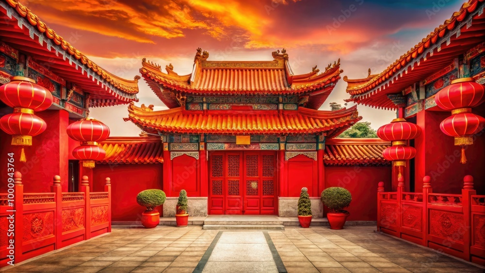 Fototapeta premium A lively Chinese red backdrop ideal for creative projects, offering unique textures and design elements suitable for various applications and artistic endeavors. Perfect for inspiration!