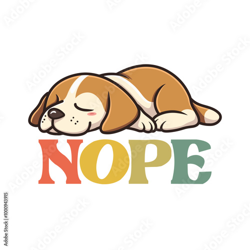 Beagle Nope - Typography T-Shirt Design Vector - Beagle Dog illustration