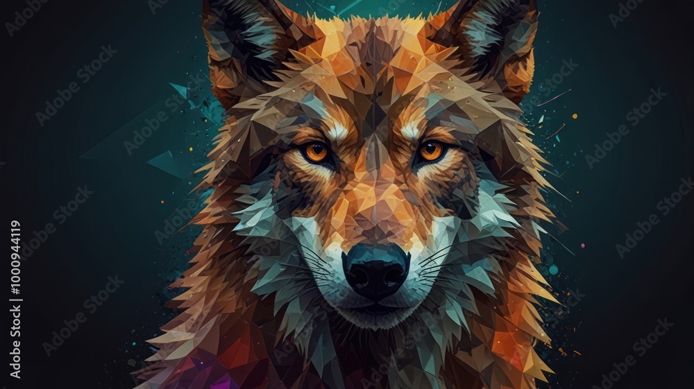 Fototapeta Low Poly Wolf