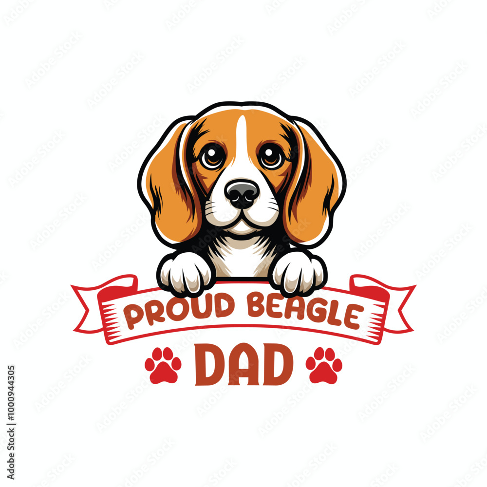 Proud Beagle Dad - Typography T-Shirt Design Vector - Beagle Dog illustration
