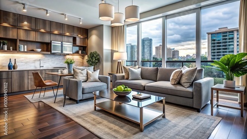 Discover a sleek 2-bedroom condo with modern interiors, showcasing contemporary furniture and trendy decor that