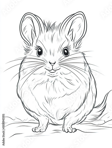 Beautiful Chinchilla Coloring Page, Rodent Colouring Design for Your Corporate Books and Business Graphic Resource or Creative Project, Ai Generative