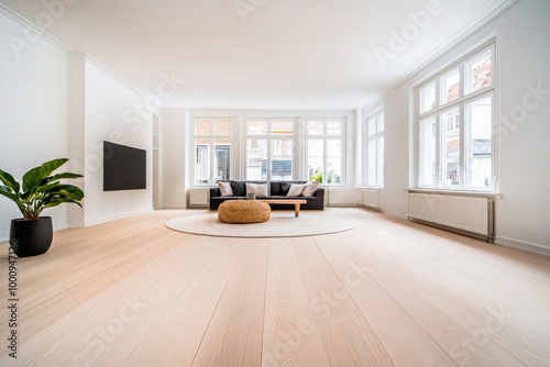 Wallpaper Mural Bright and spacious modern living room with large windows and minimalistic design in a stylish apartment Torontodigital.ca