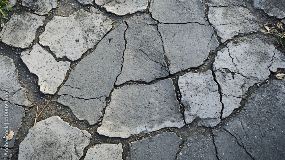 Obraz premium A close up of a cracked and weathered concrete surface.