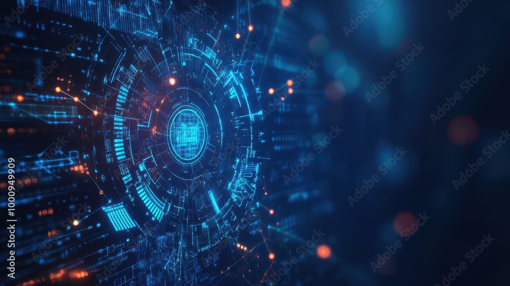 A blue-themed background with flowing data shapes, glowing lines, and a gear, creating a sense of motion and high-tech innovation. A blue-themed background with flowing data shapes, glowing lines, and a gear, creating a sense of motion and high-tech innovation.