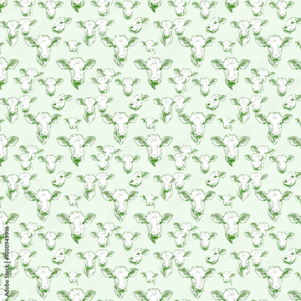 Vector Line Graphics of Cute Cows in Pale Green Lines for Tiling
Vector Line Graphics of Cute Cows in Pale Green Lines for Tiling