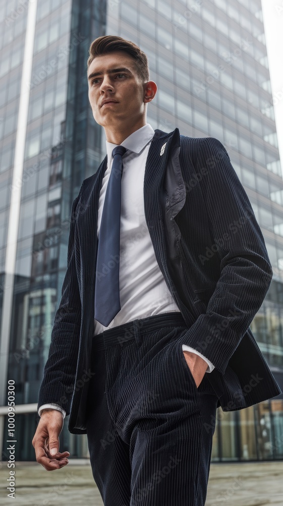 Sleek Modern Suit: A Stylish Man in Urban Business Attire Sleek Modern Suit: A Stylish Man in Urban Business Attire