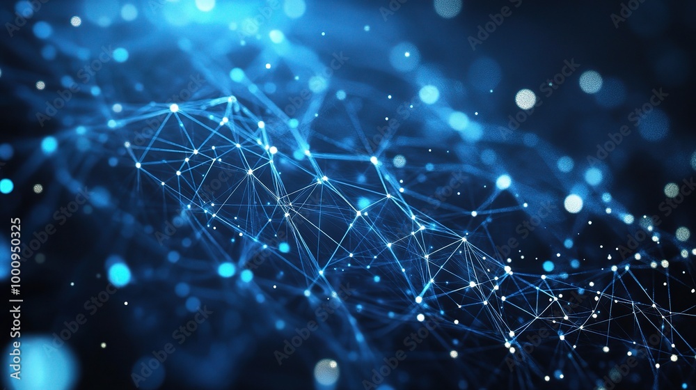 Obraz premium Abstract Blue Network Connections and Data Visualization
