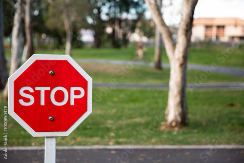 stop sign at a kids bike track in Brisbane photo